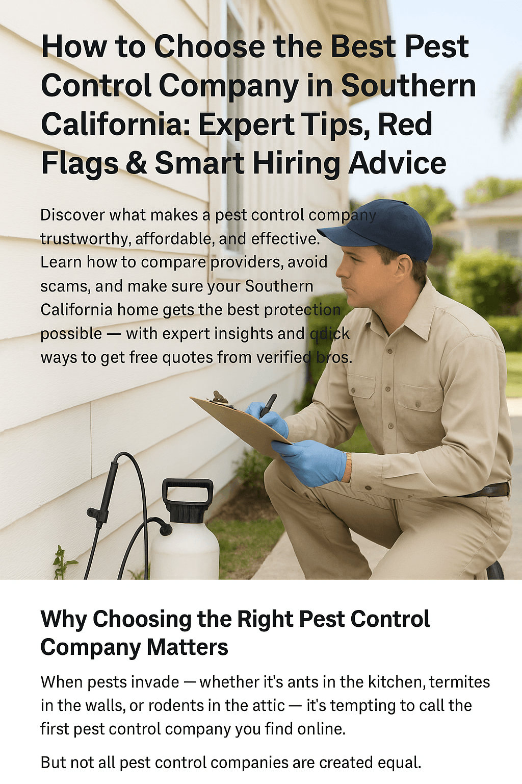 How to Choose the Best Pest Control Company in Southern California: Expert Tips, Red Flags & Smart Hiring Advice